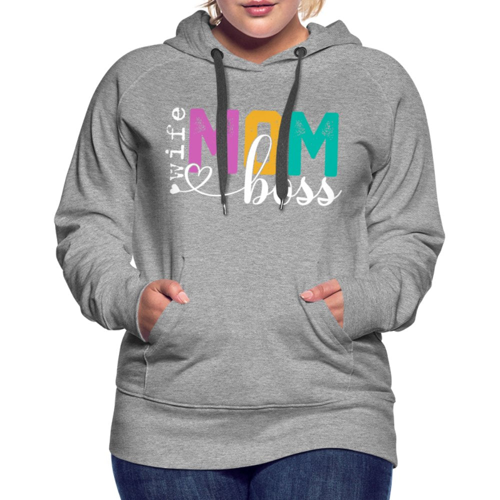 Mom Wife Boss Women’s Premium Hoodie - heather grey