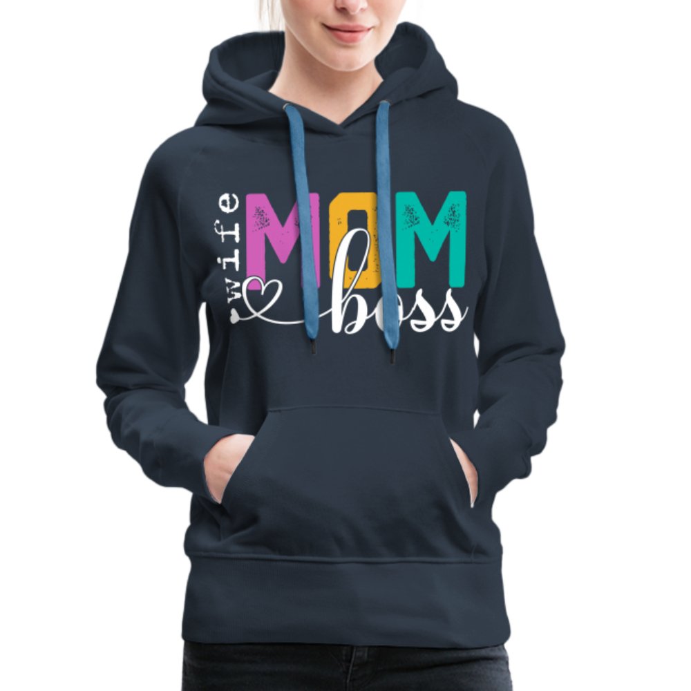 Mom Wife Boss Women’s Premium Hoodie - navy