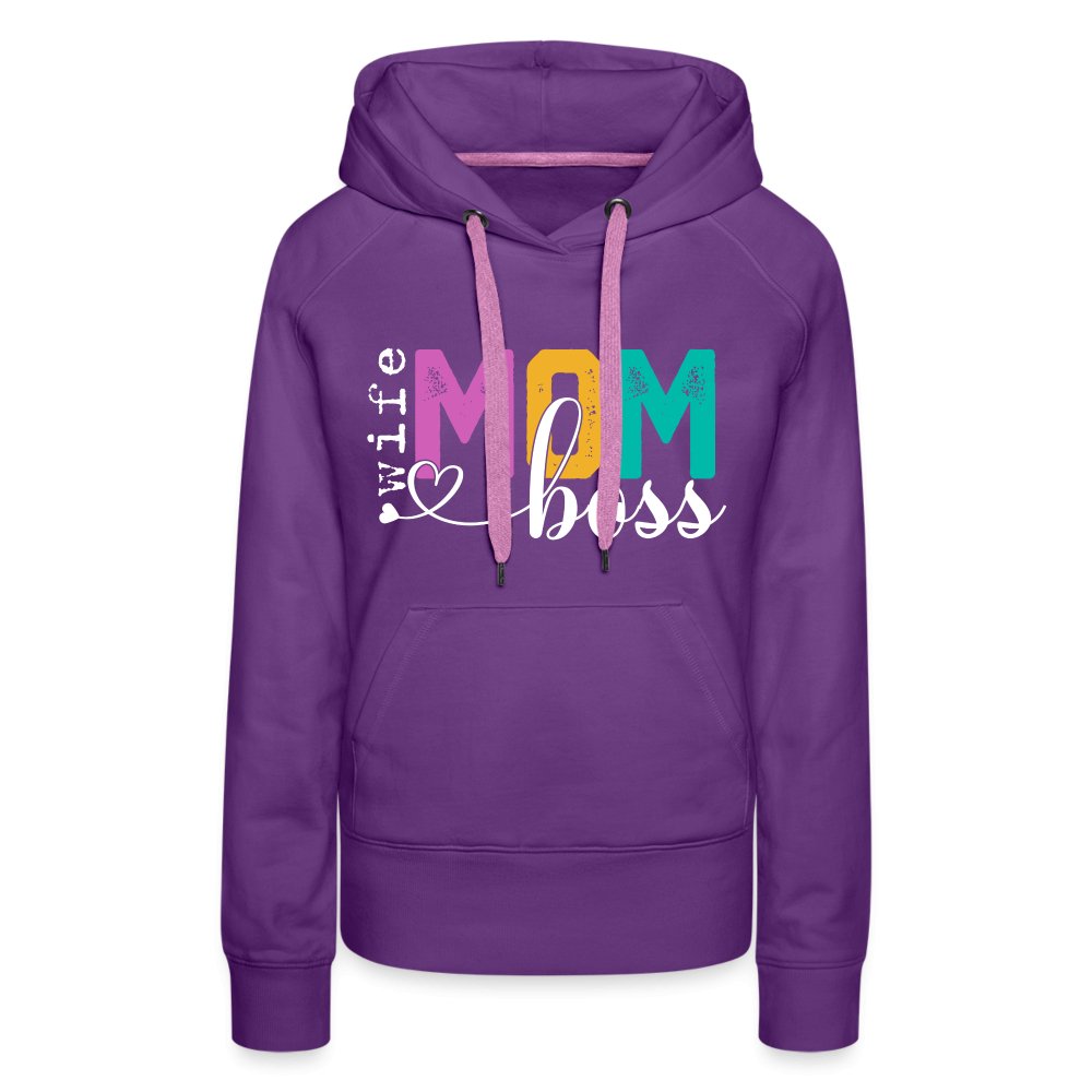 Mom Wife Boss Women’s Premium Hoodie - purple