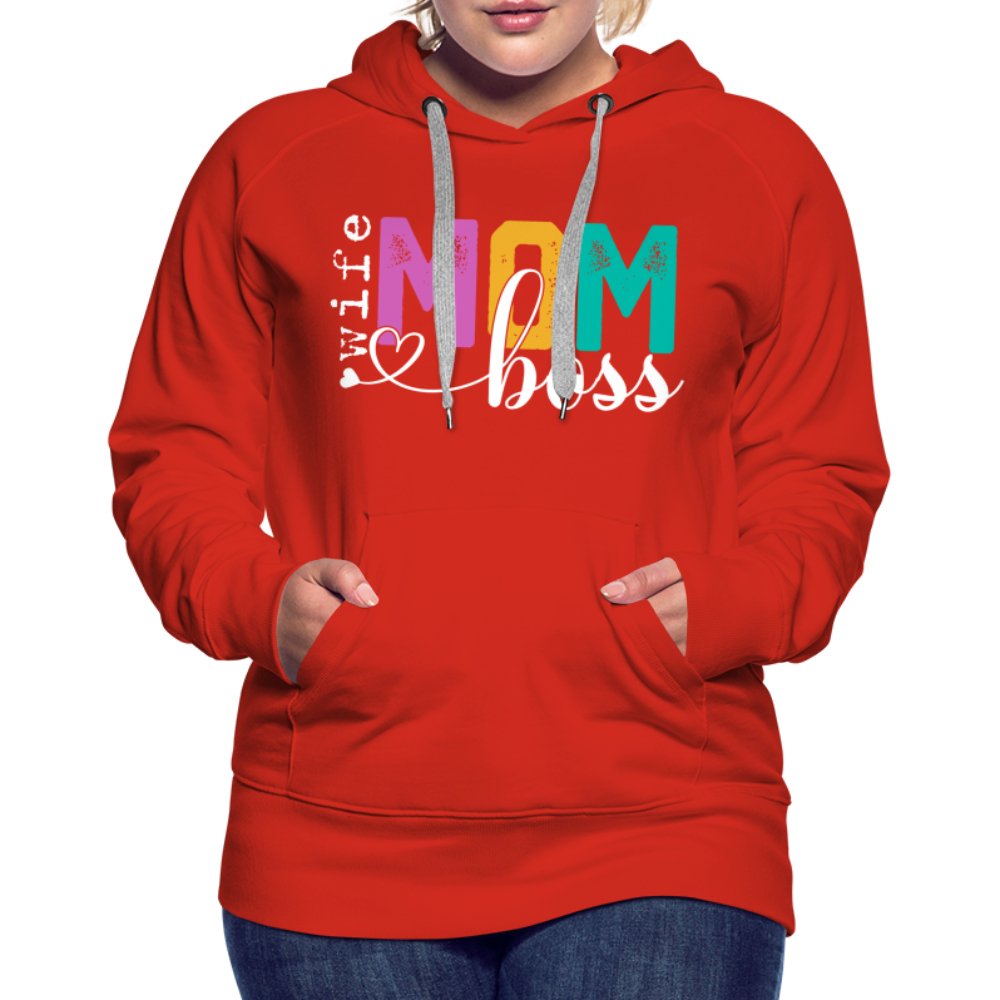 Mom Wife Boss Women’s Premium Hoodie - red