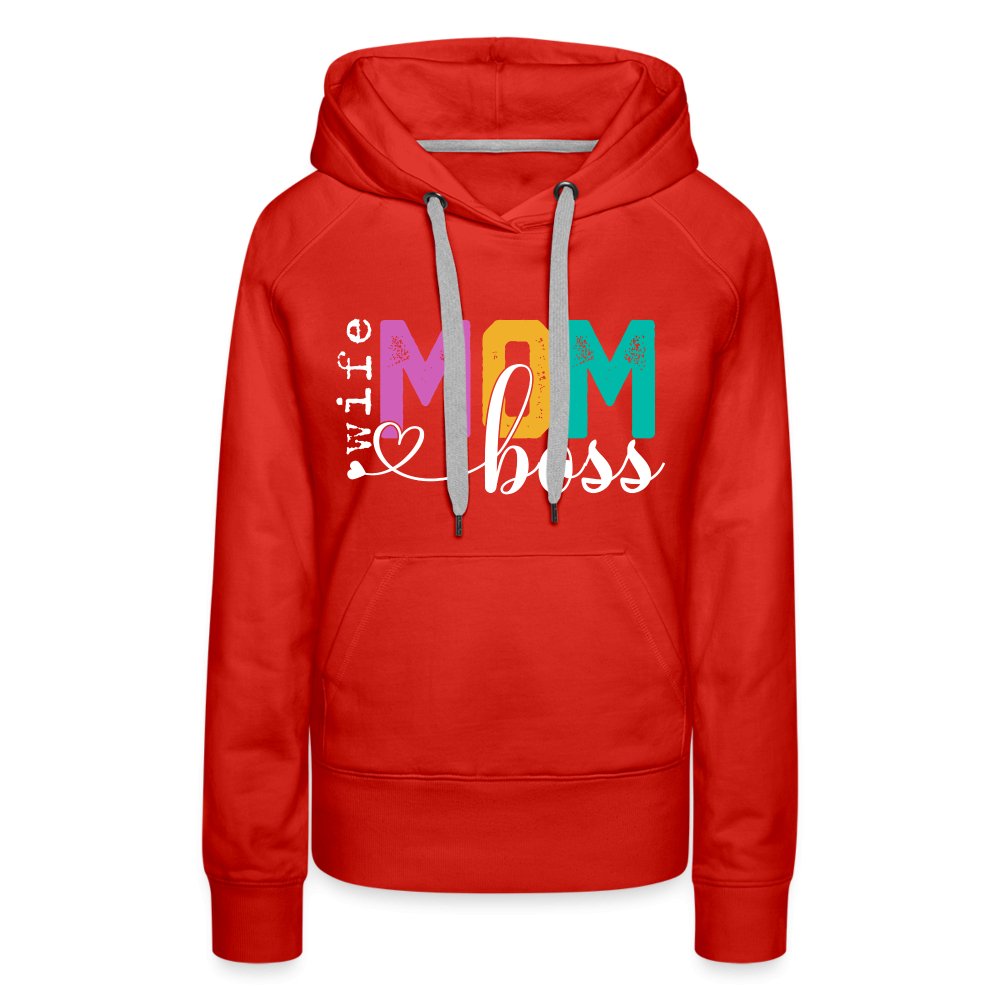 Mom Wife Boss Women’s Premium Hoodie - red