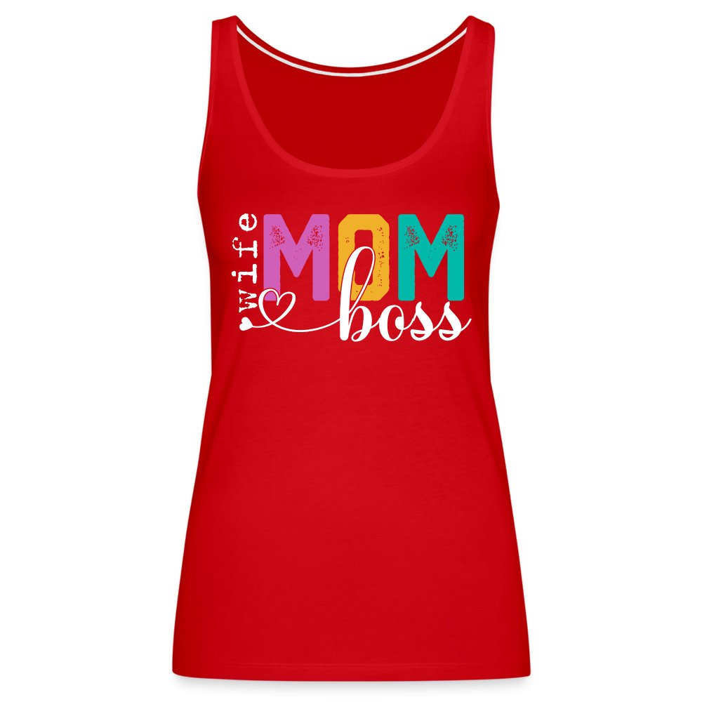 Mom Wife Boss Women’s Premium Tank Top - red