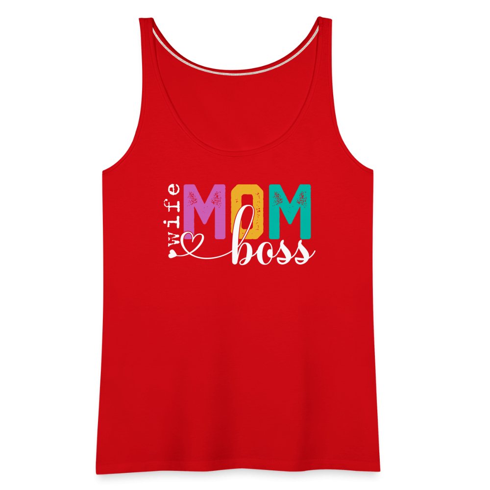 Mom Wife Boss Women’s Premium Tank Top - red