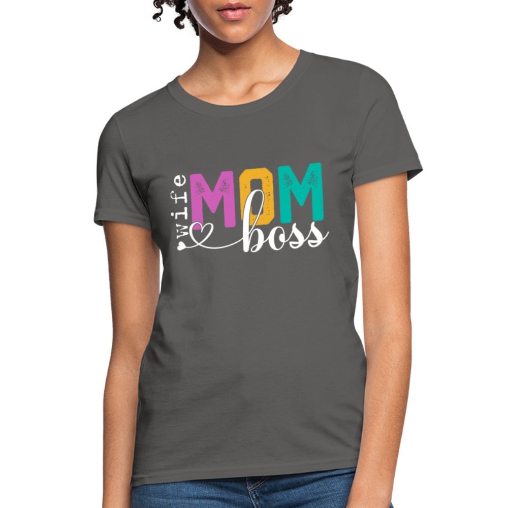 Mom Wife Boss Women's T-Shirt - charcoal