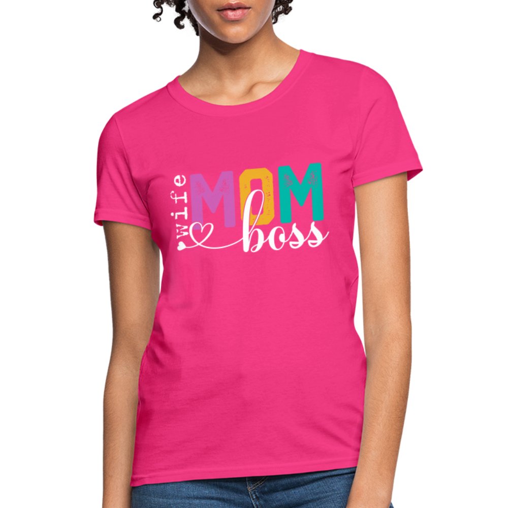 Mom Wife Boss Women's T-Shirt - fuchsia