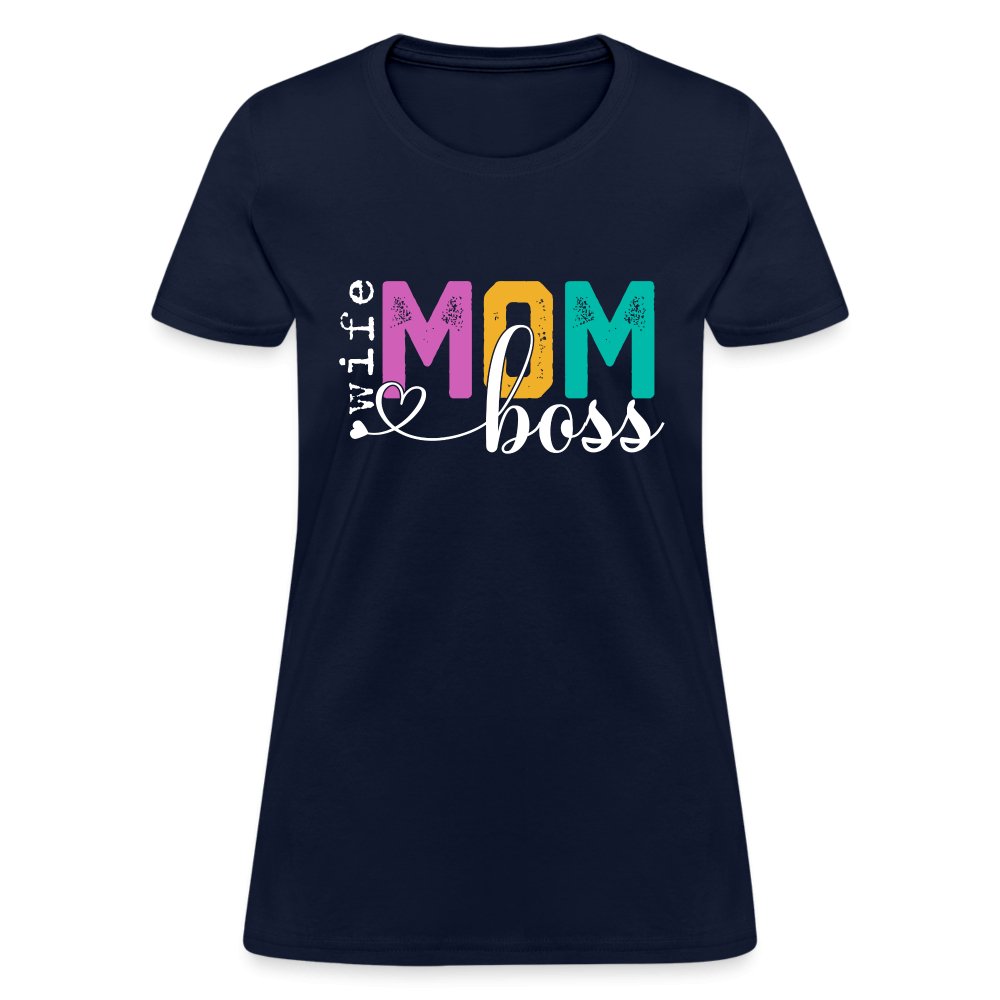 Mom Wife Boss Women's T-Shirt - navy