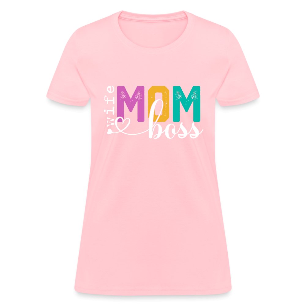 Mom Wife Boss Women's T-Shirt - pink