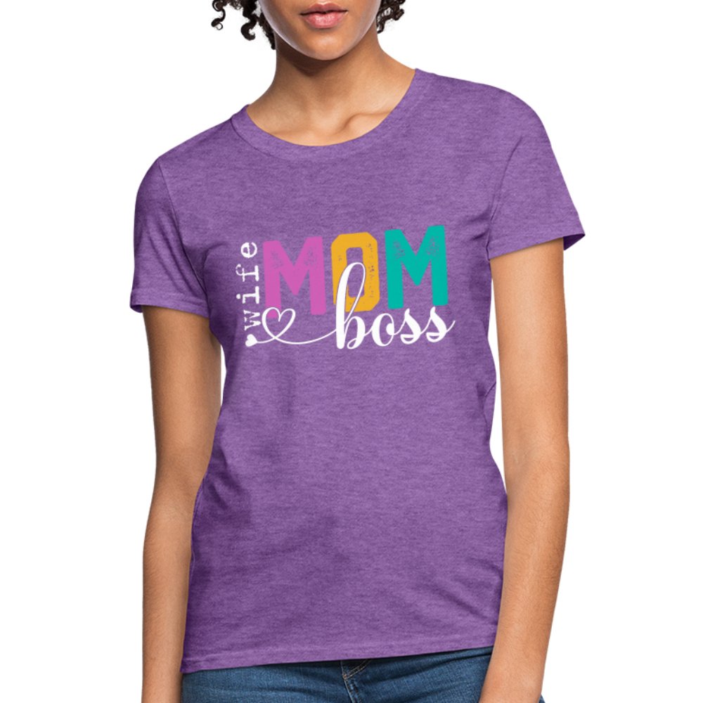 Mom Wife Boss Women's T-Shirt - purple heather