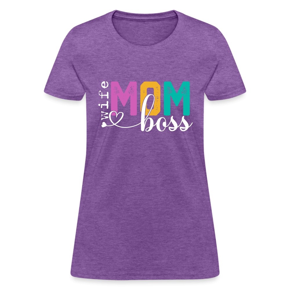 Mom Wife Boss Women's T-Shirt - purple heather