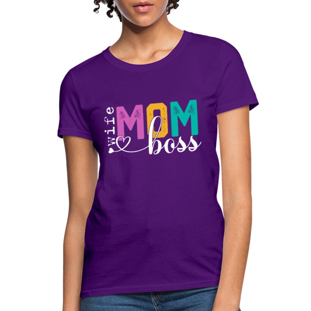 Mom Wife Boss Women's T-Shirt - purple