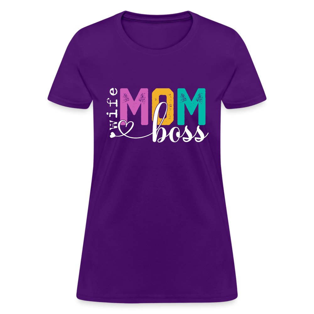 Mom Wife Boss Women's T-Shirt - purple