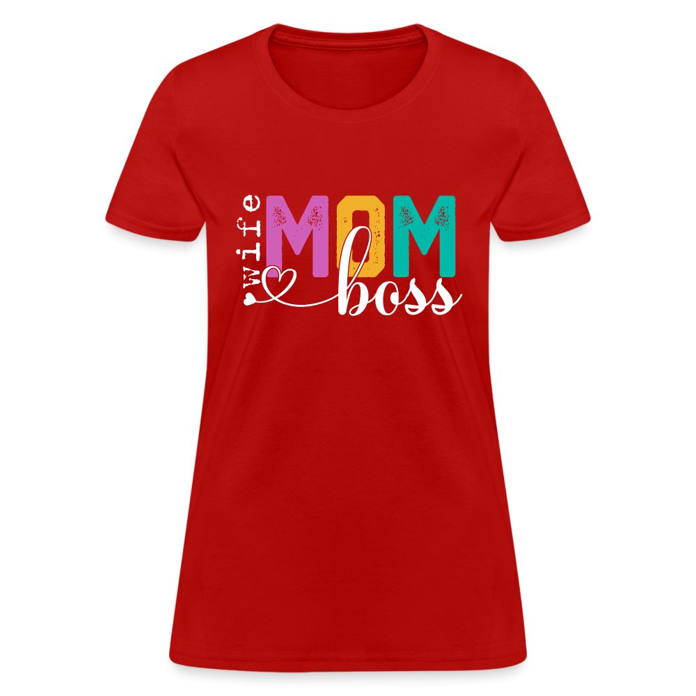 Mom Wife Boss Women's T-Shirt - red