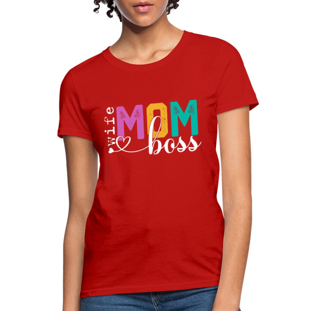 Mom Wife Boss Women's T-Shirt - red