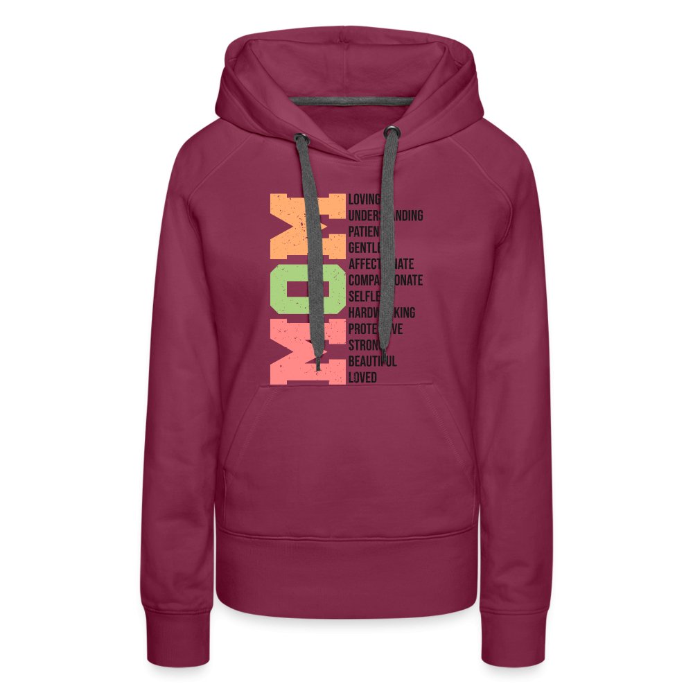 Mom Women’s Premium Hoodie (Loving Words) - burgundy