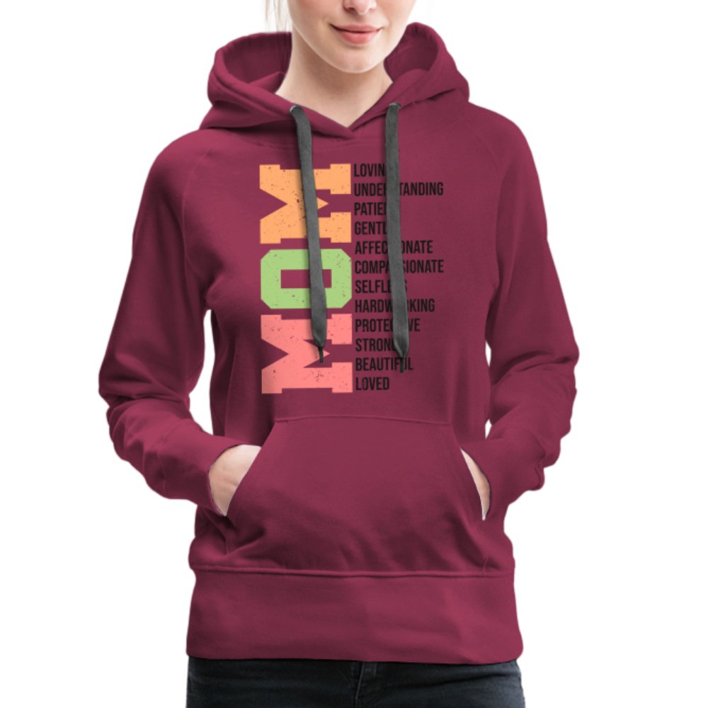 Mom Women’s Premium Hoodie (Loving Words) - burgundy