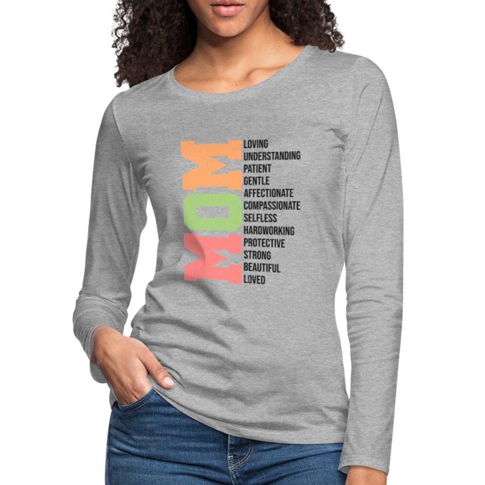 Mom Women's Premium Long Sleeve T-Shirt (Loving Words) - white