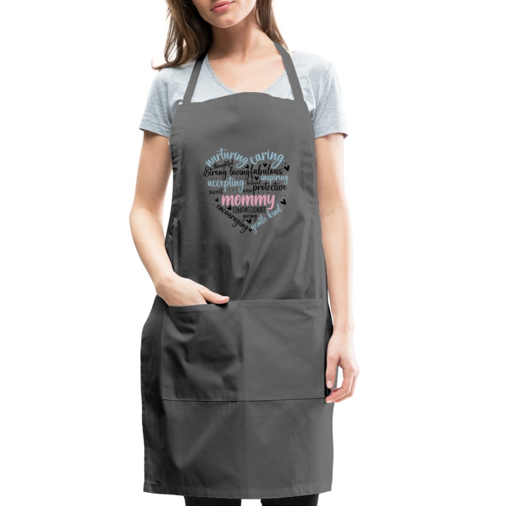 Mommy Heart Adjustable Apron (Word Cloud) - charcoal