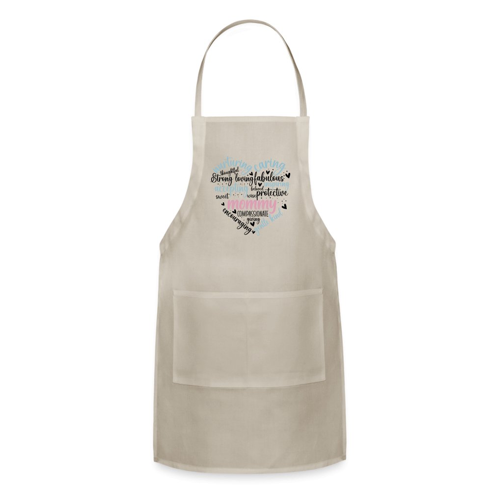 Mommy Heart Adjustable Apron (Word Cloud) - natural