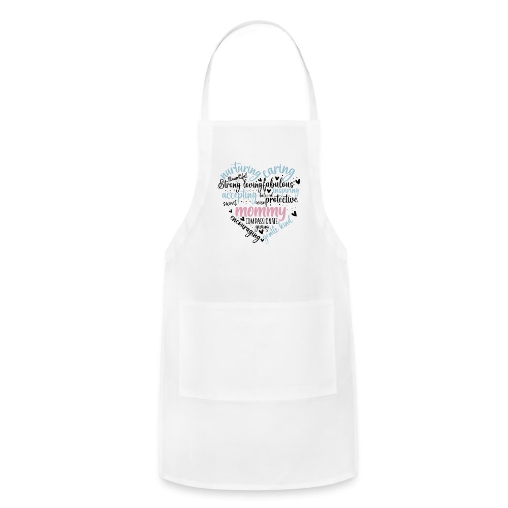 Mommy Heart Adjustable Apron (Word Cloud) - white