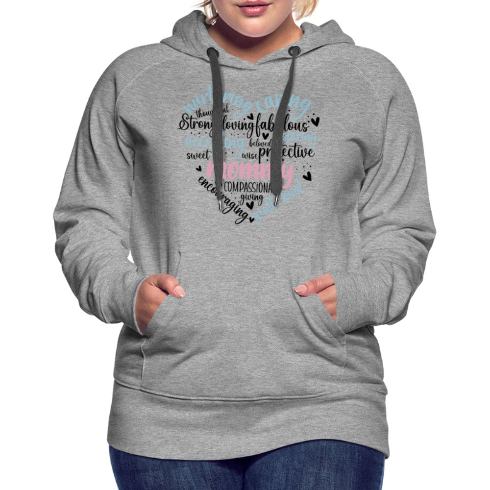 Mommy Heart Women’s Premium Hoodie (Word Cloud) - heather grey