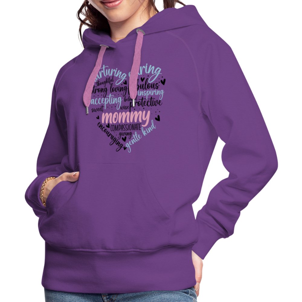 Mommy Heart Women’s Premium Hoodie (Word Cloud) - mauve