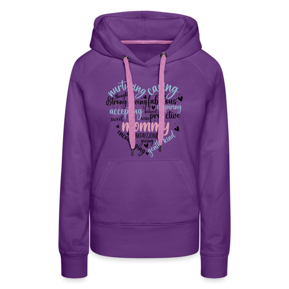 Mommy Heart Women’s Premium Hoodie (Word Cloud) - purple