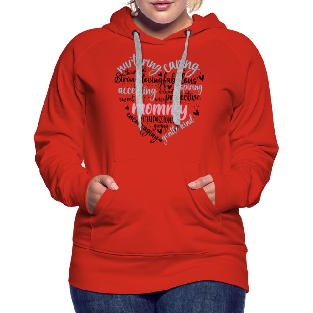 Mommy Heart Women’s Premium Hoodie (Word Cloud) - red