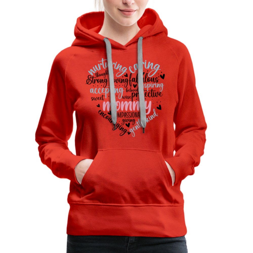 Mommy Heart Women’s Premium Hoodie (Word Cloud) - red