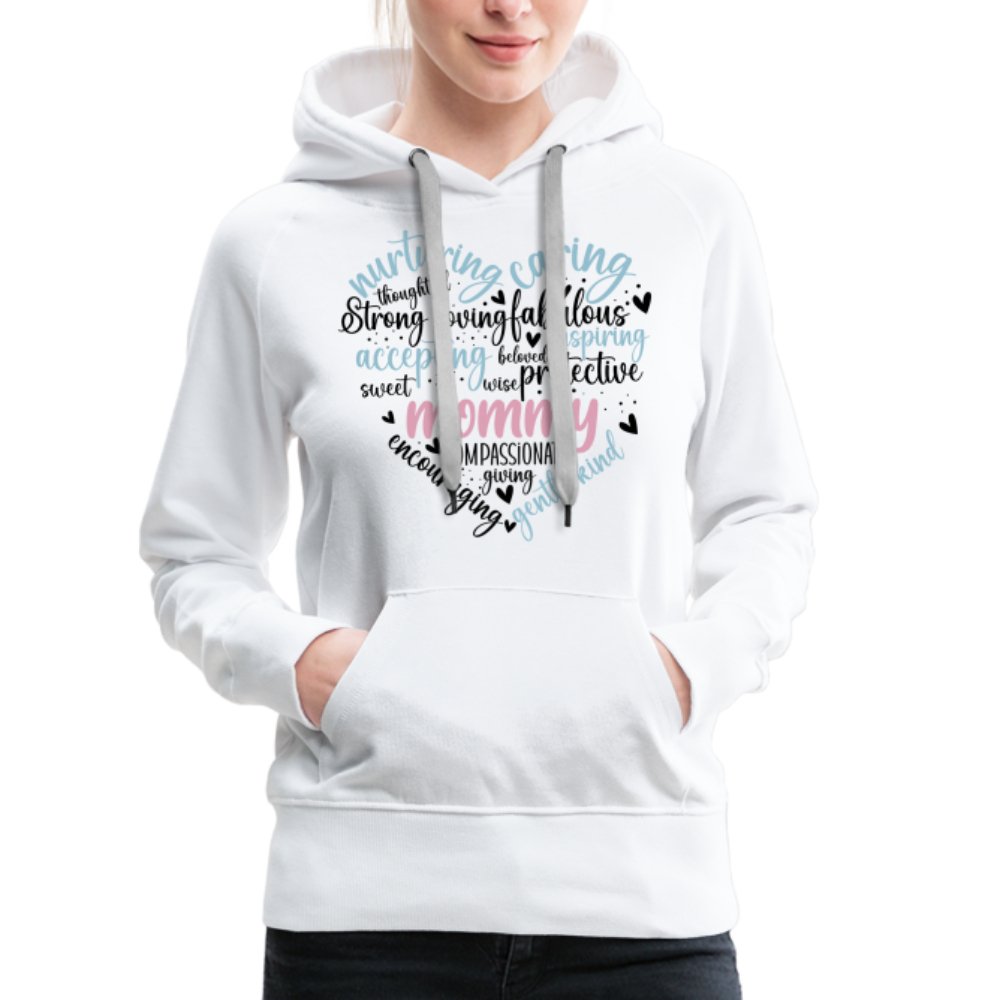 Mommy Heart Women’s Premium Hoodie (Word Cloud) - white