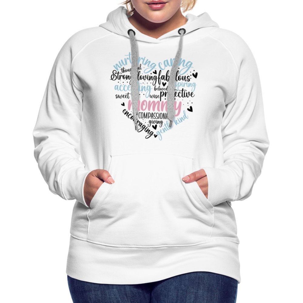 Mommy Heart Women’s Premium Hoodie (Word Cloud) - white