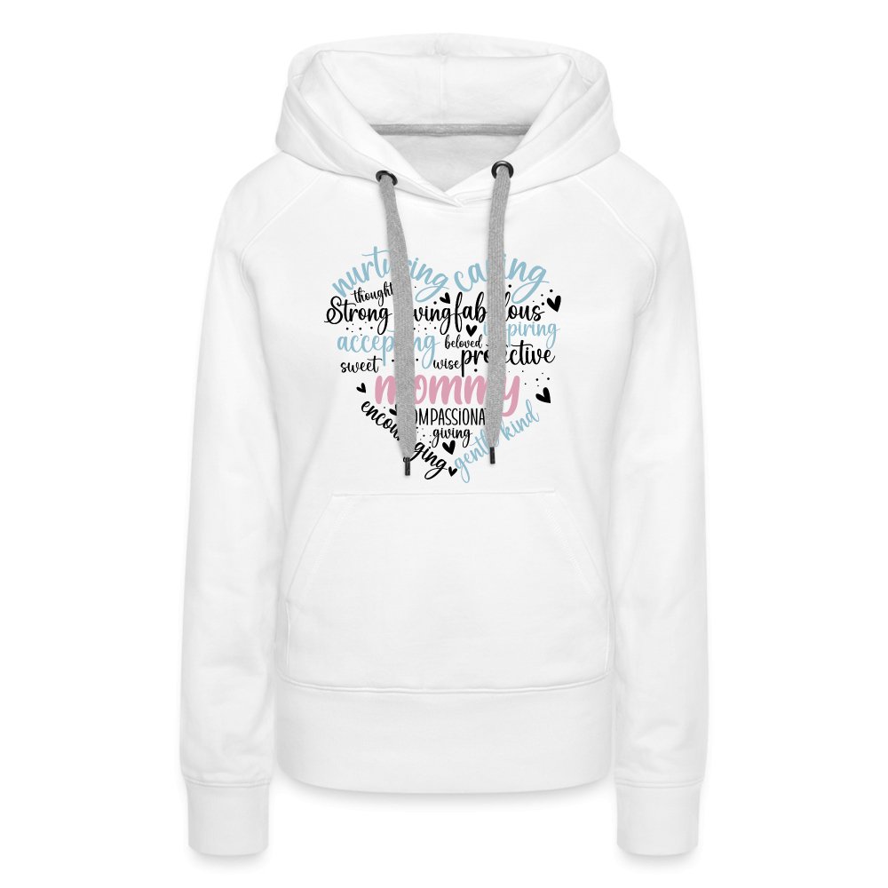 Mommy Heart Women’s Premium Hoodie (Word Cloud) - white