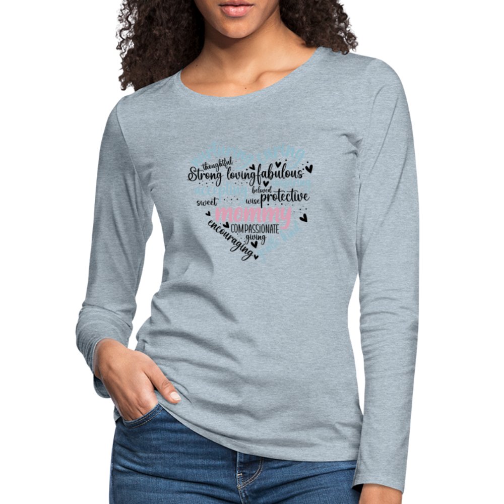 Mommy Heart Women's Premium Long Sleeve T-Shirt (Word Cloud) - white