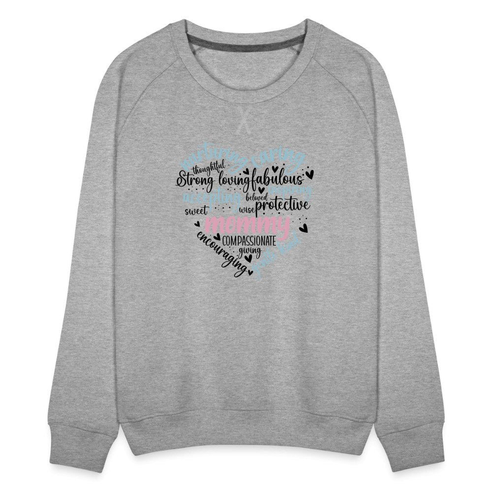 Mommy Heart Women’s Premium Sweatshirt (Word Cloud) - heather grey