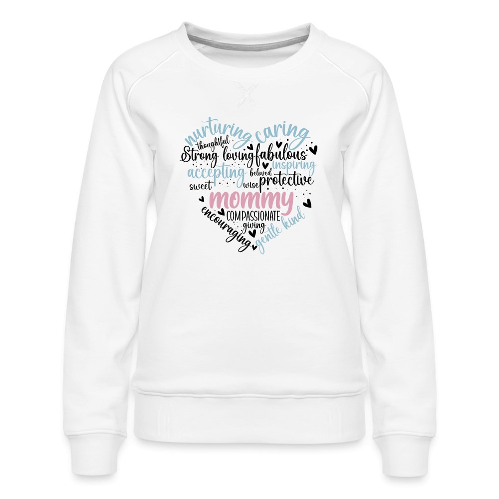 Mommy Heart Women’s Premium Sweatshirt (Word Cloud) - white