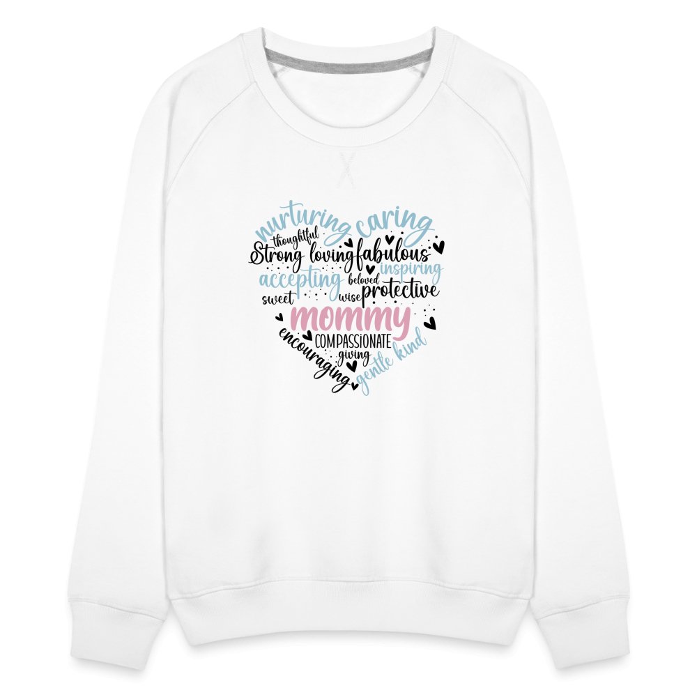 Mommy Heart Women’s Premium Sweatshirt (Word Cloud) - white