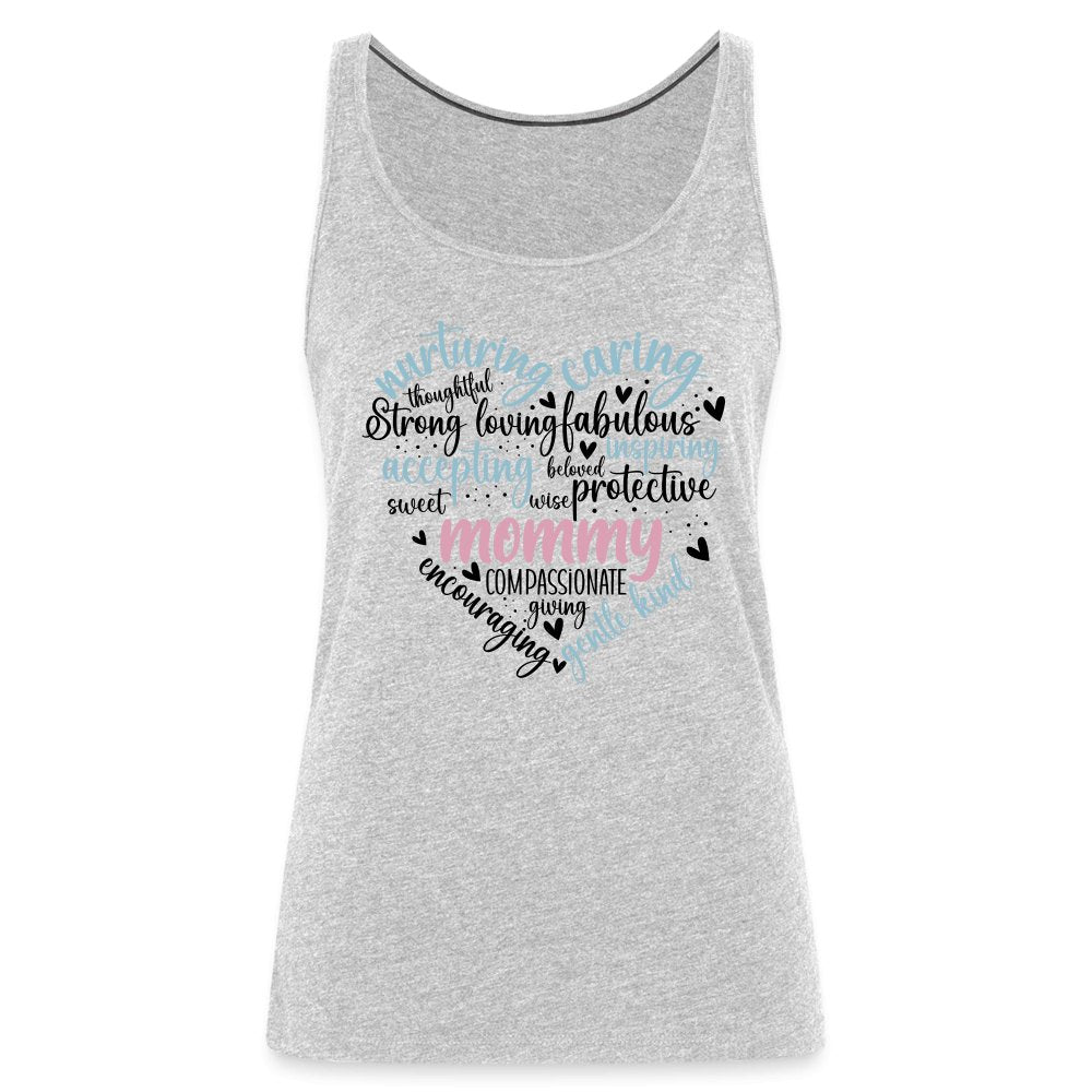 Mommy Heart Women’s Premium Tank Top (Word Cloud) - heather gray