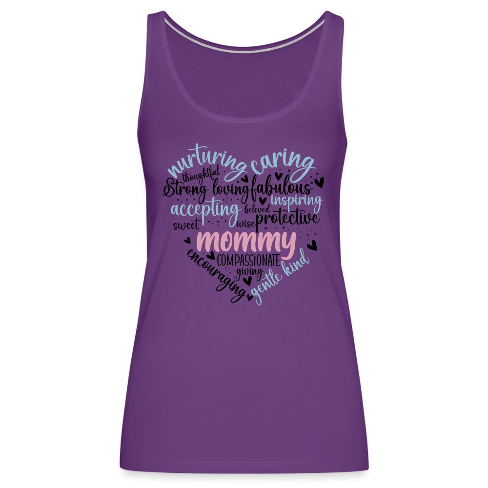 Mommy Heart Women’s Premium Tank Top (Word Cloud) - purple