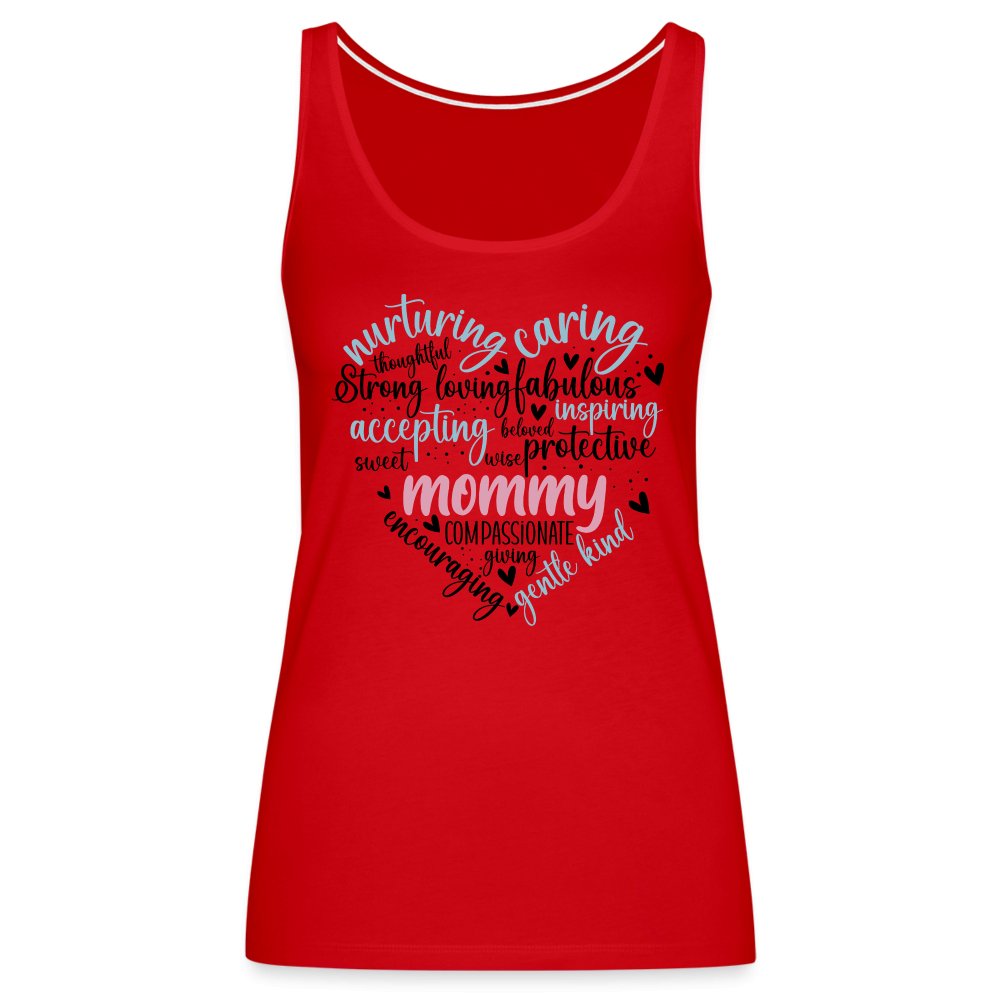 Mommy Heart Women’s Premium Tank Top (Word Cloud) - red