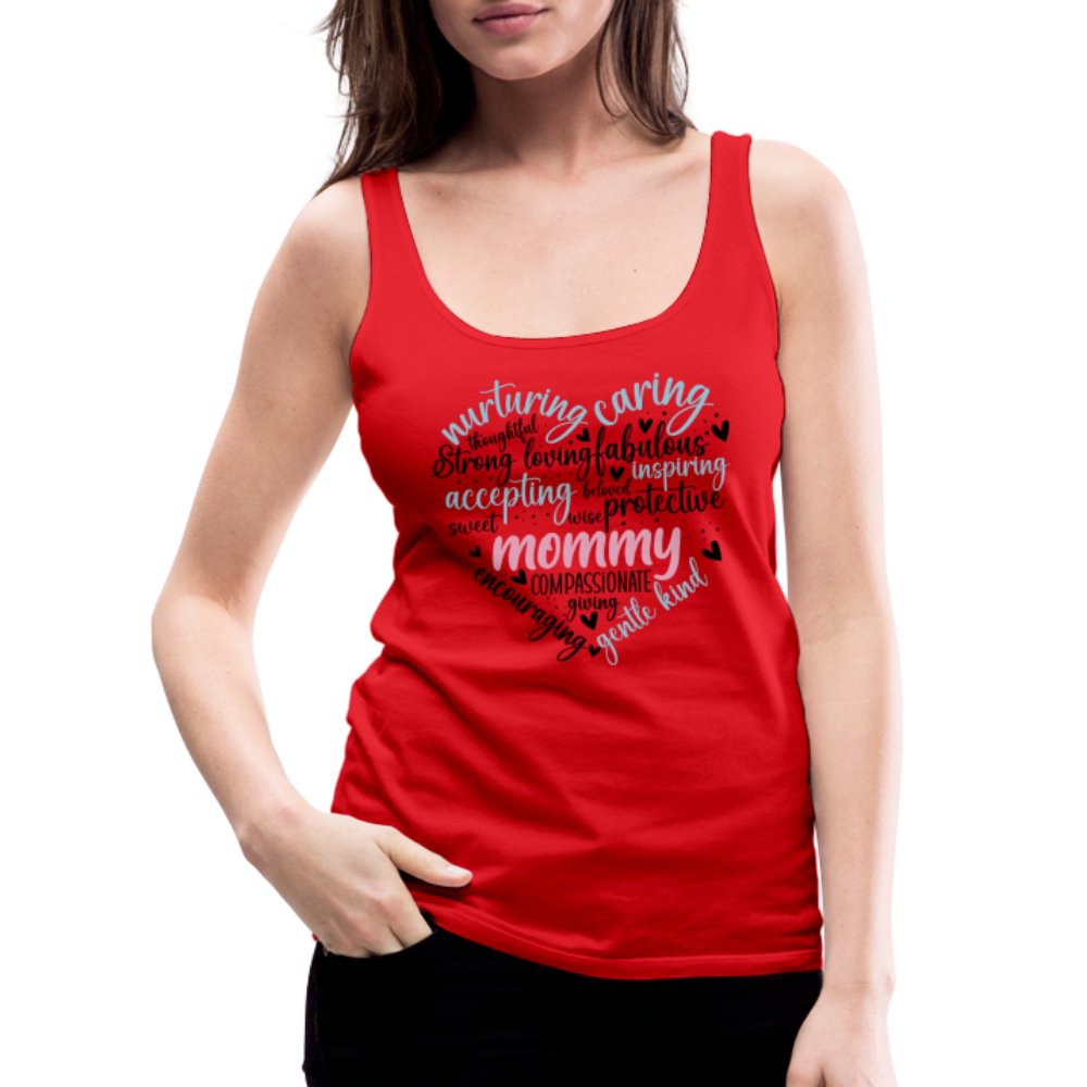 Mommy Heart Women’s Premium Tank Top (Word Cloud) - red