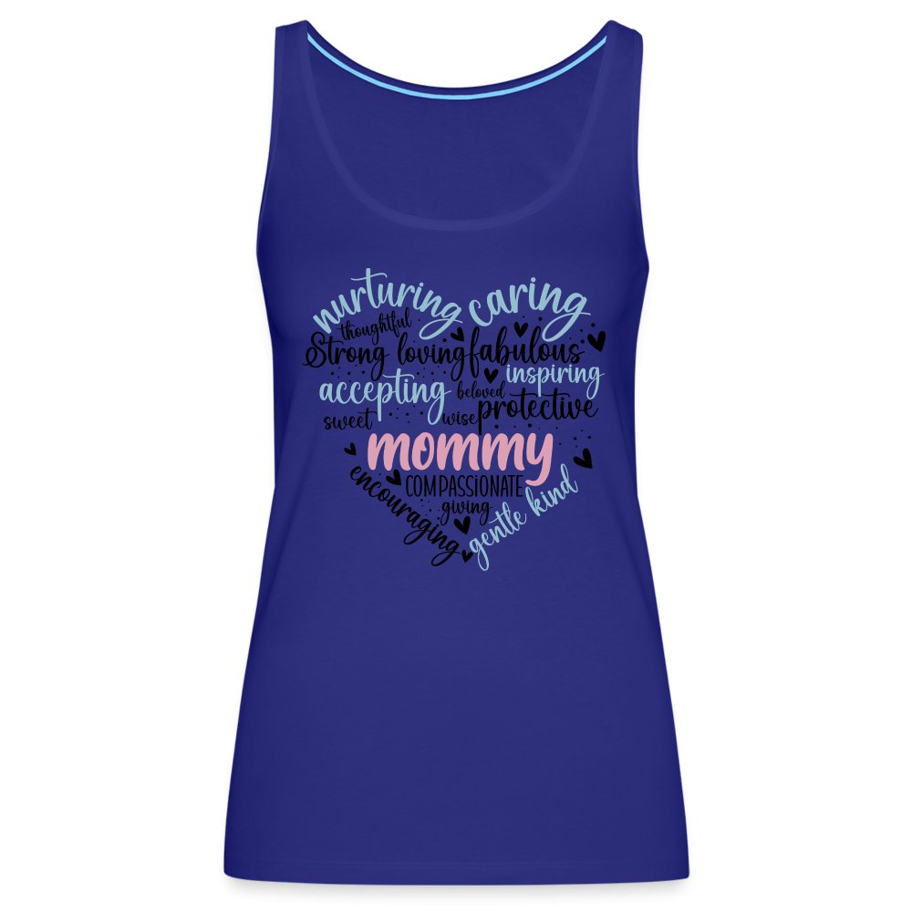 Mommy Heart Women’s Premium Tank Top (Word Cloud) - royal blue