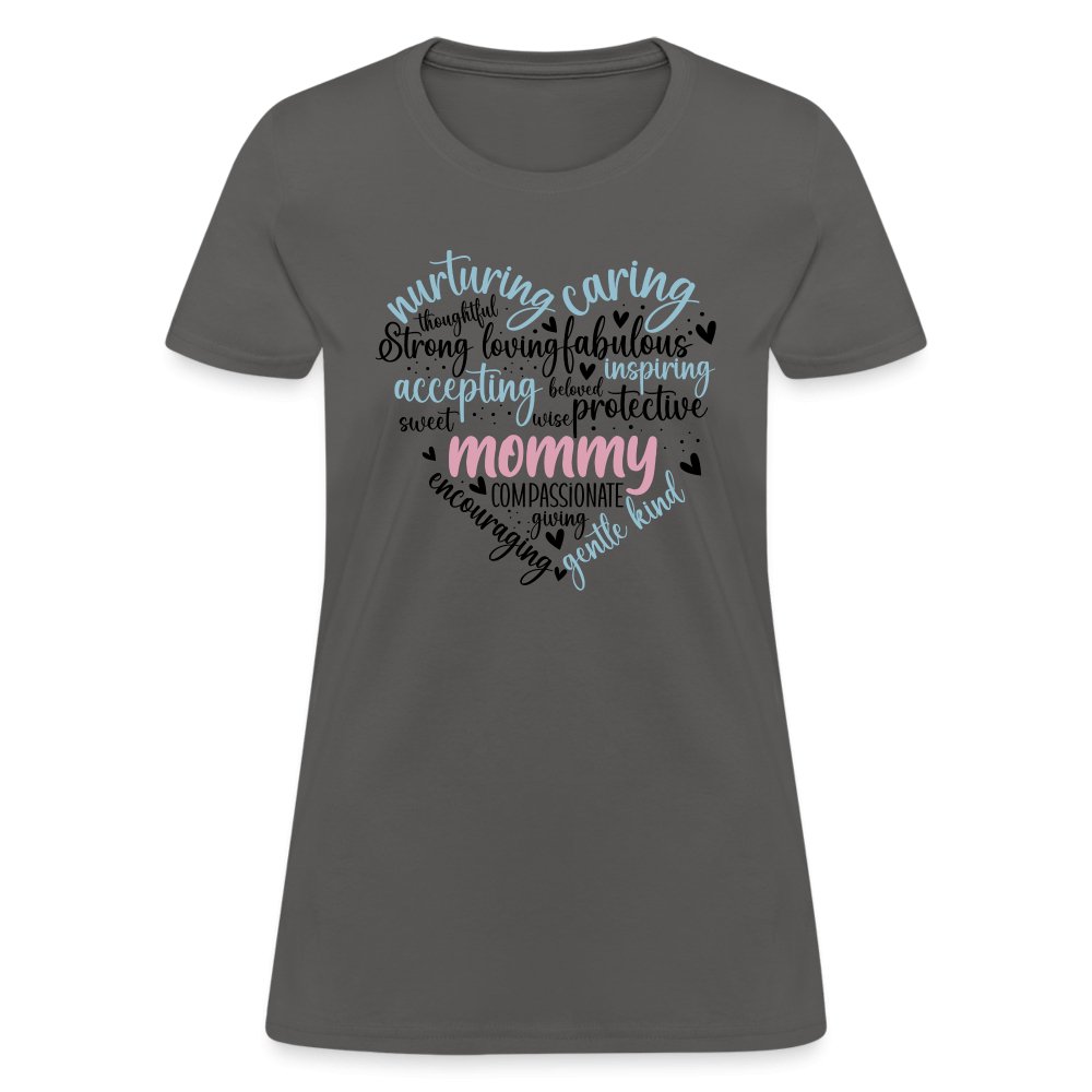 Mommy Heart Women's T-Shirt (Word Cloud) - charcoal