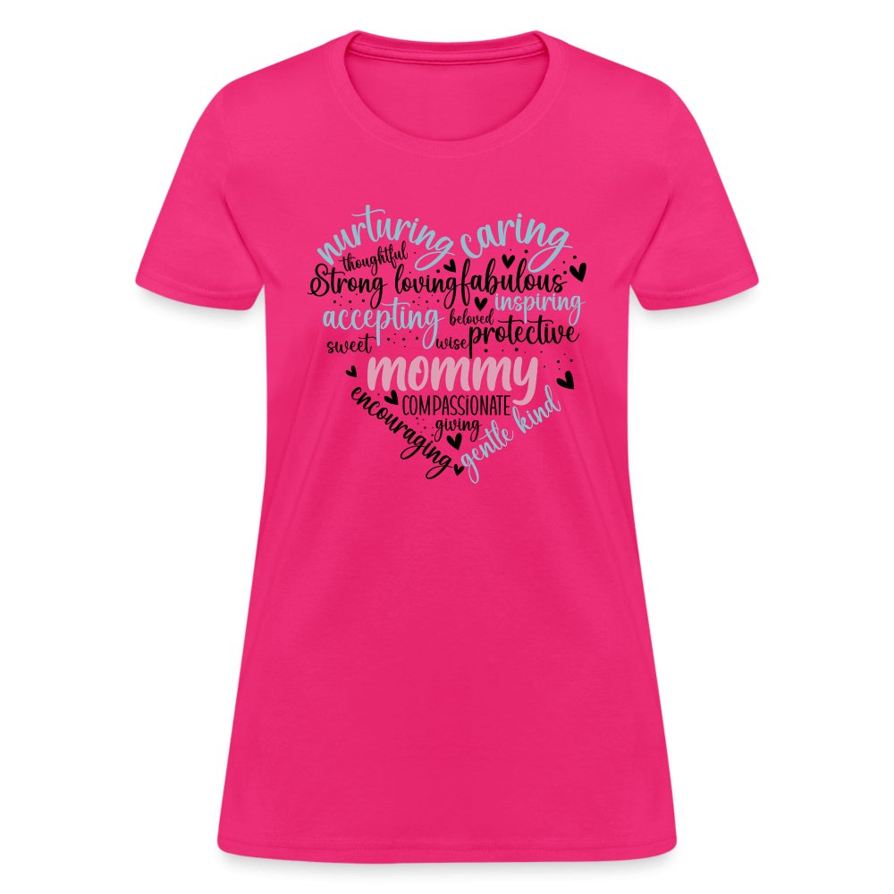 Mommy Heart Women's T-Shirt (Word Cloud) - fuchsia