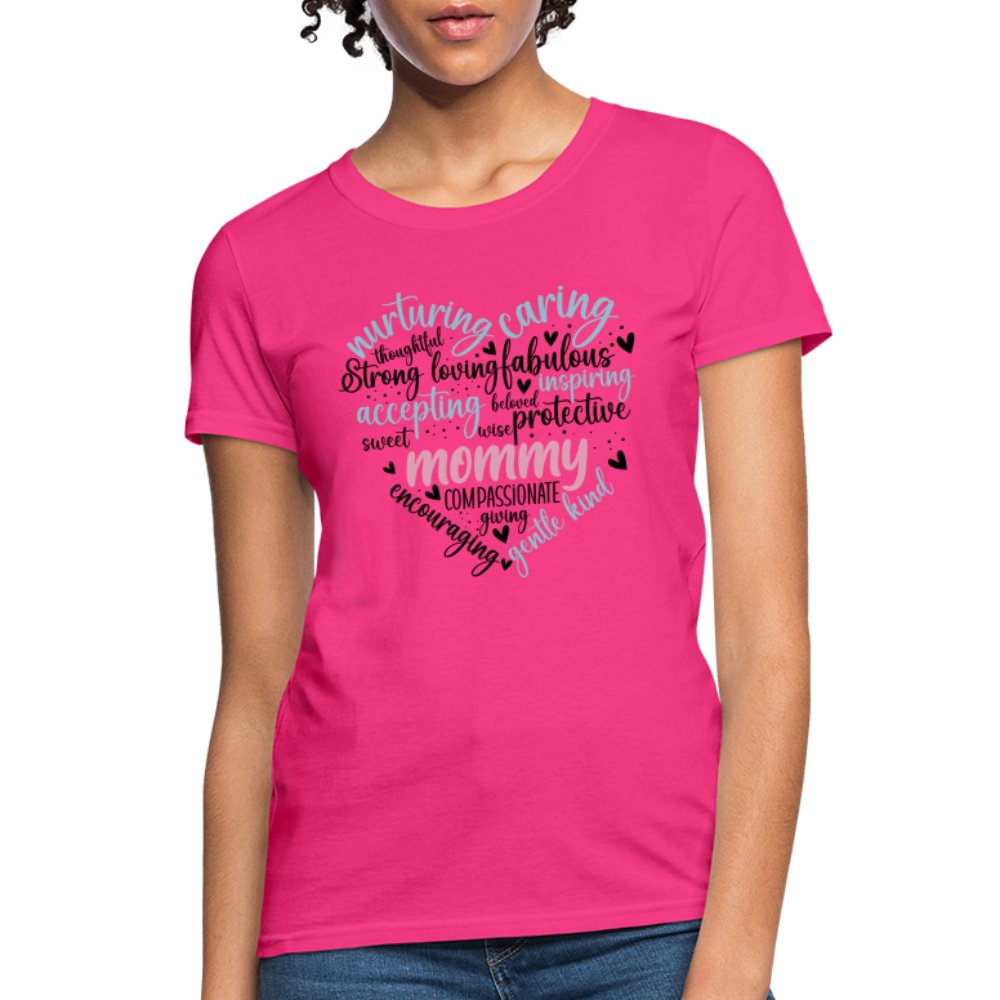 Mommy Heart Women's T-Shirt (Word Cloud) - fuchsia