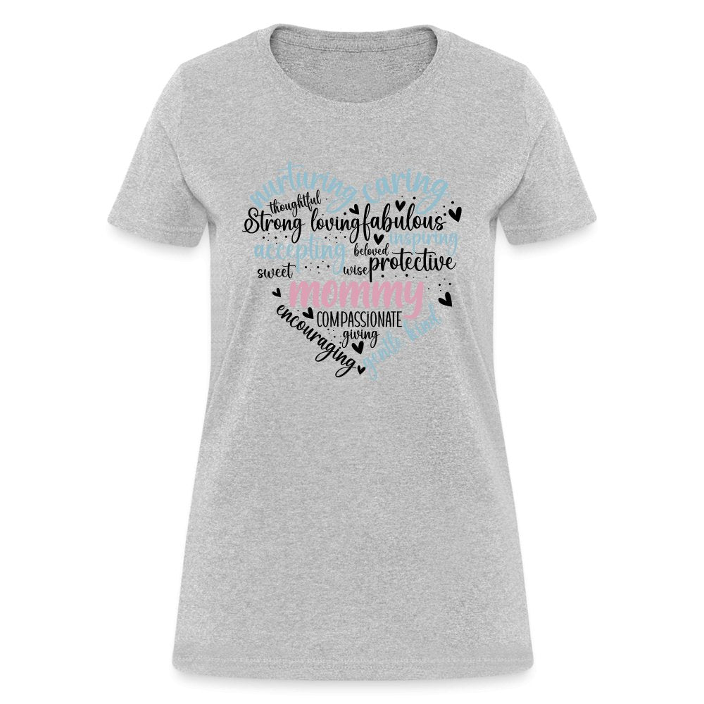 Mommy Heart Women's T-Shirt (Word Cloud) - heather gray