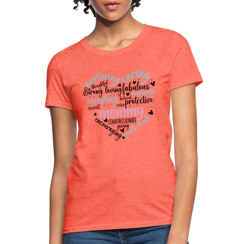 Mommy Heart Women's T-Shirt (Word Cloud) - heather pink