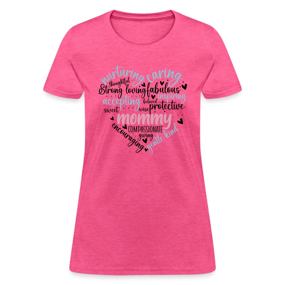 Mommy Heart Women's T-Shirt (Word Cloud) - heather pink