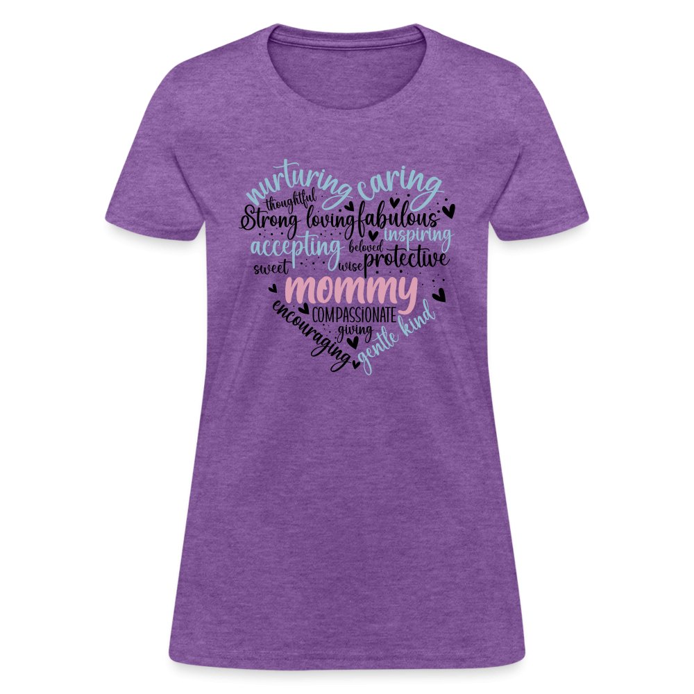 Mommy Heart Women's T-Shirt (Word Cloud) - purple heather