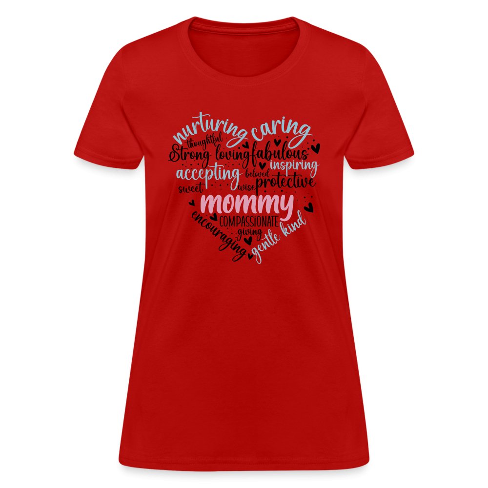 Mommy Heart Women's T-Shirt (Word Cloud) - red