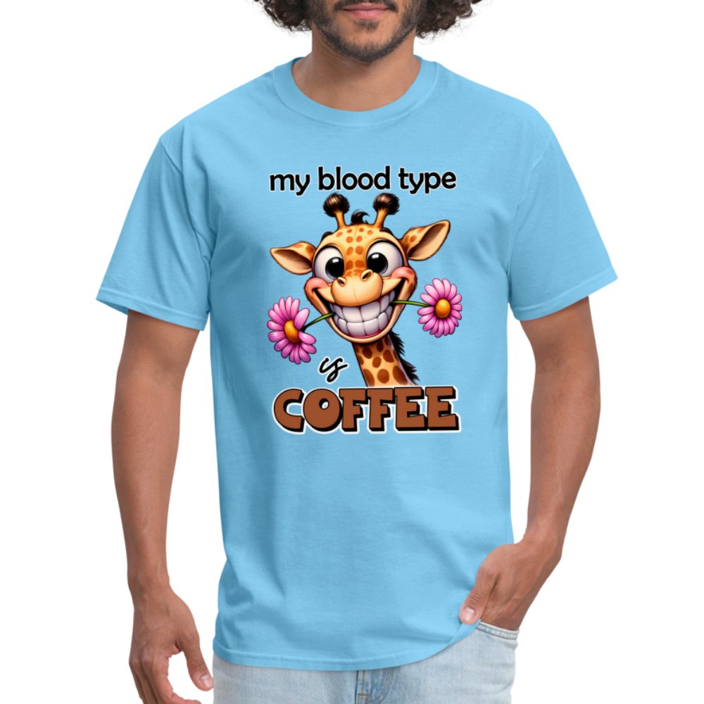 My Blood Type is Coffee T-Shirt (Cute Giraffe) - option1# - Unisex Classic T-Shirt | Fruit of the Loom 3930