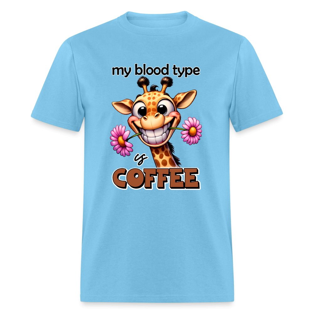 My Blood Type is Coffee T-Shirt (Cute Giraffe) - option1# - Unisex Classic T-Shirt | Fruit of the Loom 3930